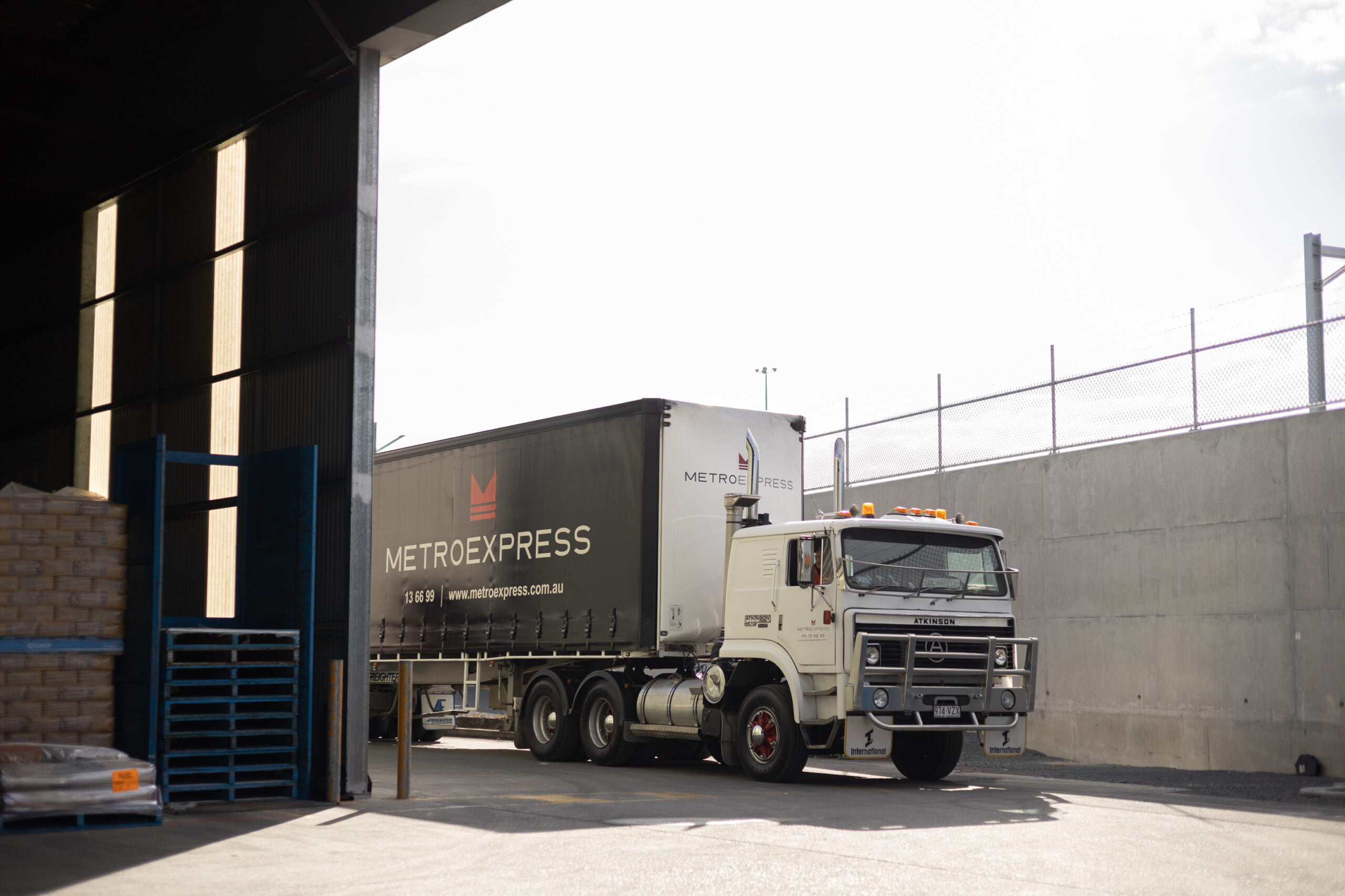 Metro Express truck parked at loading facility